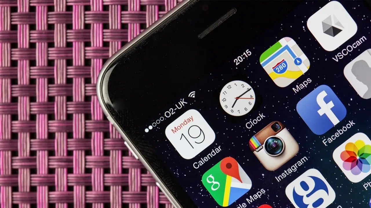 Smartphone showing a screen of app icons